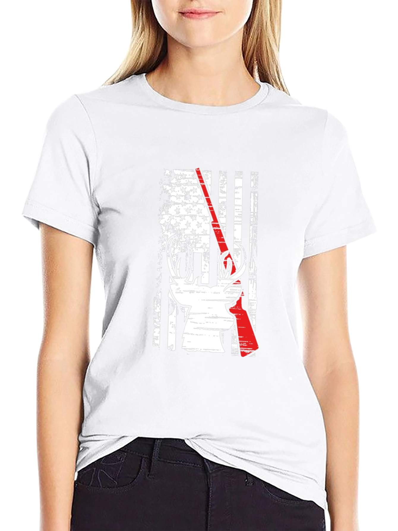 Deer Hunter Patriotic Flag Graphic Tee