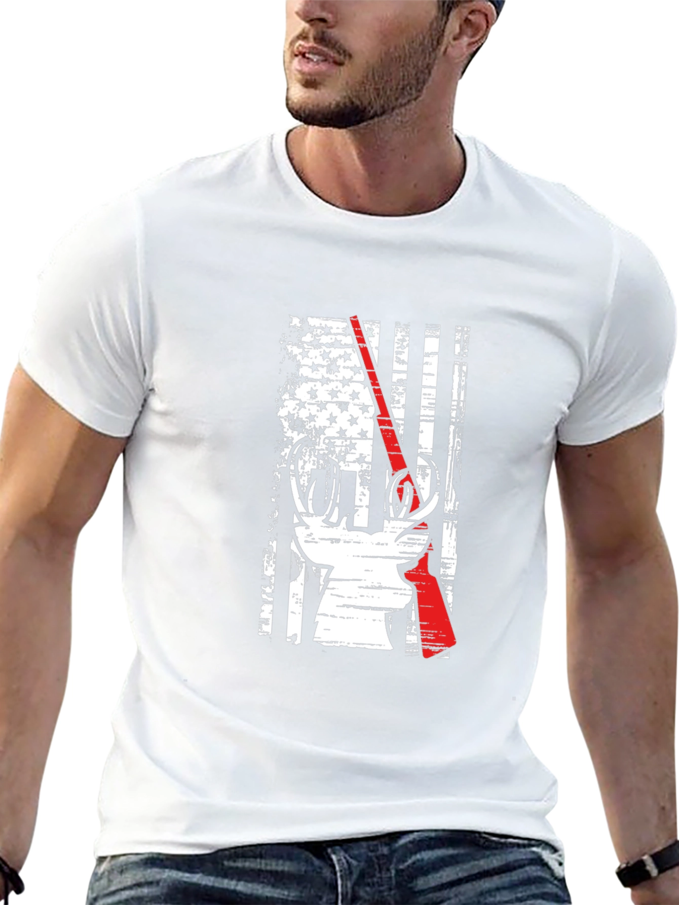Deer Hunter Patriotic Flag Graphic Tee