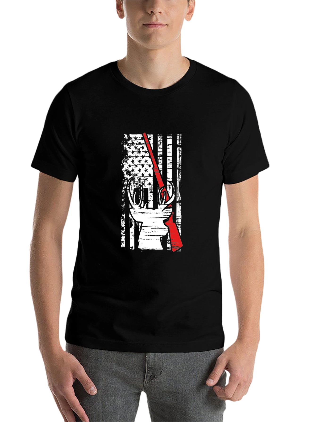 Deer Hunter Patriotic Flag Graphic Tee