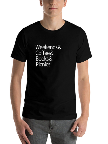 Weekends Coffee Books & Picnics Black T-Shirt