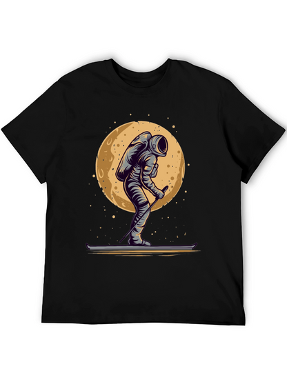Astronaut Skiing on the Moon Graphic T-Shirt