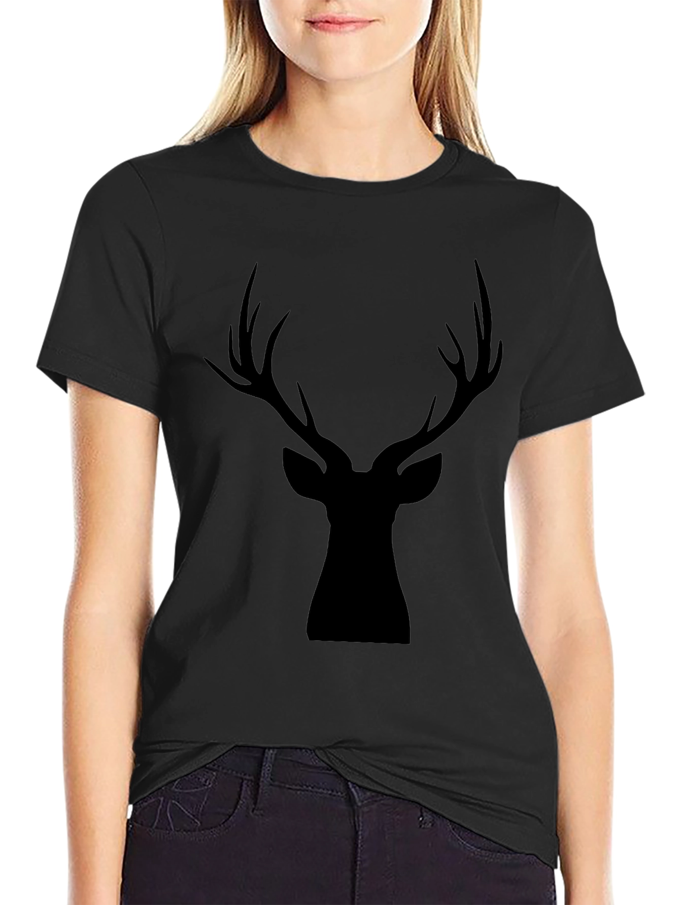 Black Deer Silhouette Graphic Tee