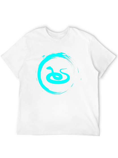 Mens Black T-Shirt with Teal Snake Graphic