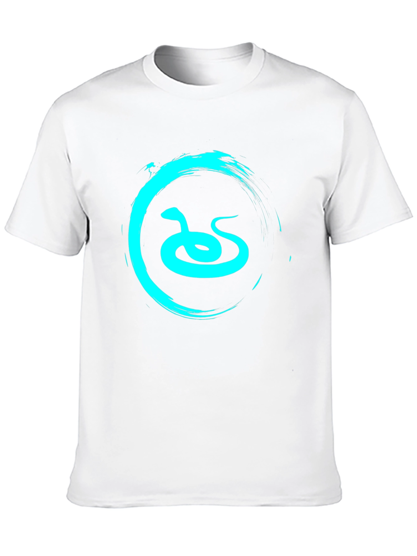 Mens Black T-Shirt with Teal Snake Graphic