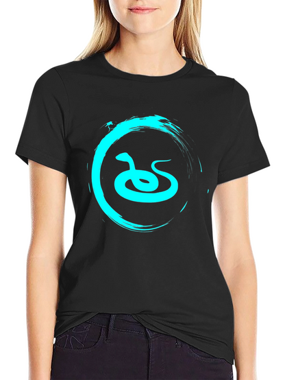 Mens Black T-Shirt with Teal Snake Graphic