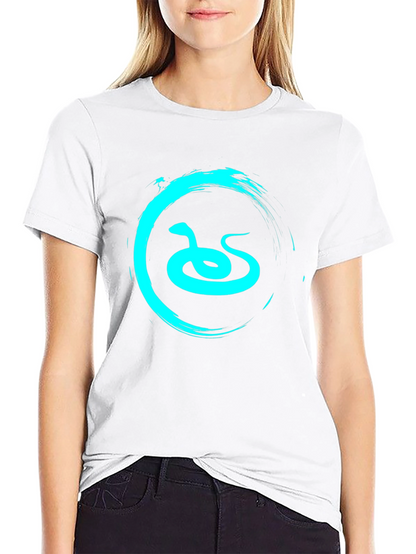 Mens Black T-Shirt with Teal Snake Graphic