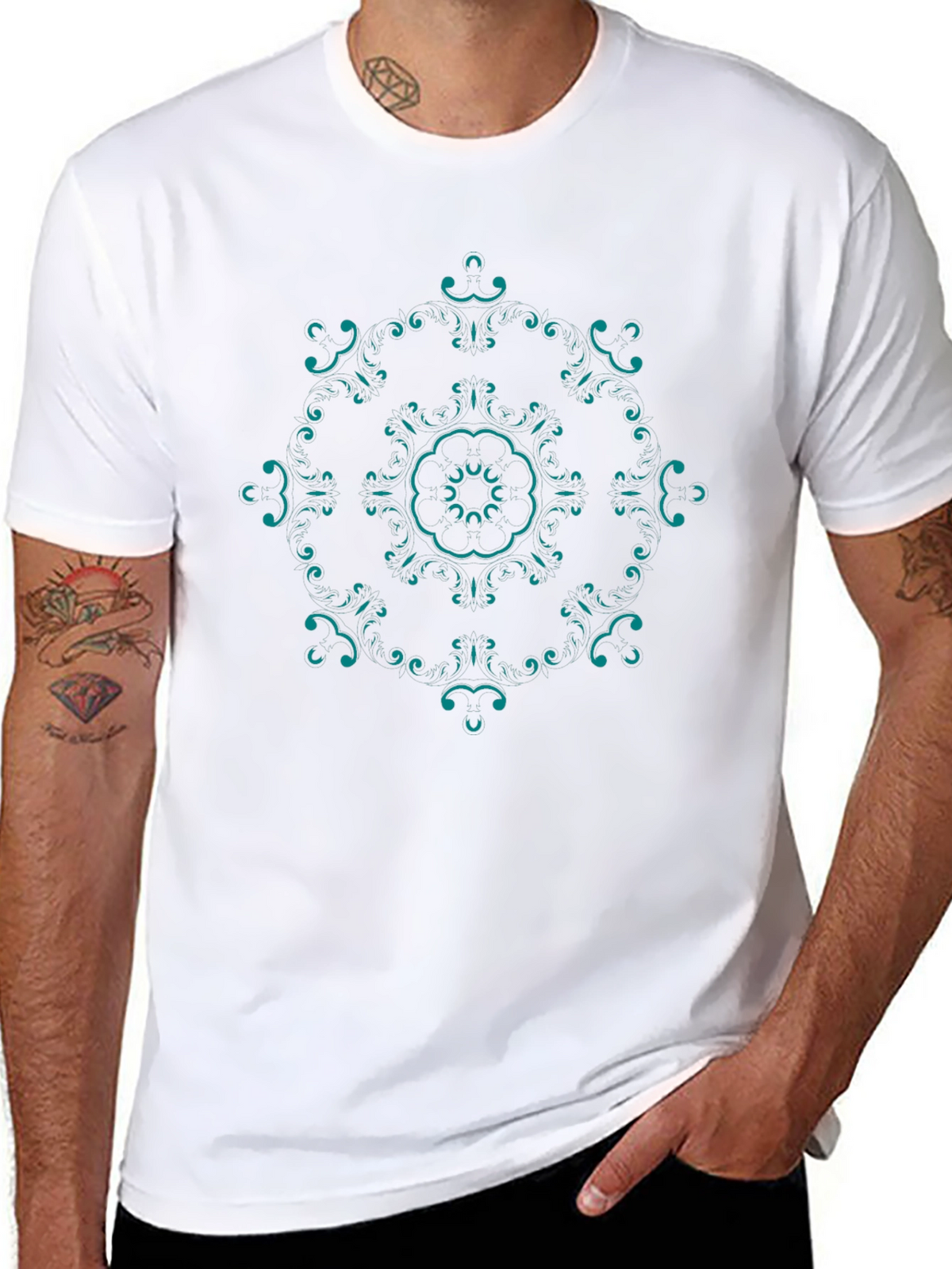 Stylish Mandala Graphic T-Shirt - Black
