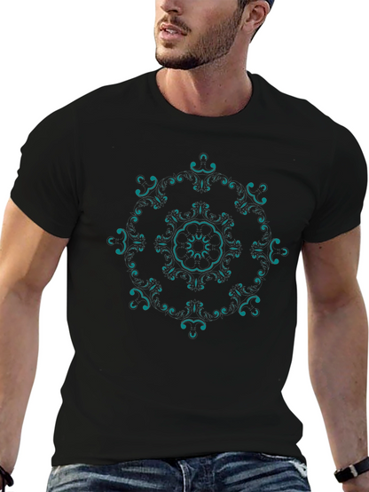 Stylish Mandala Graphic T-Shirt - Black