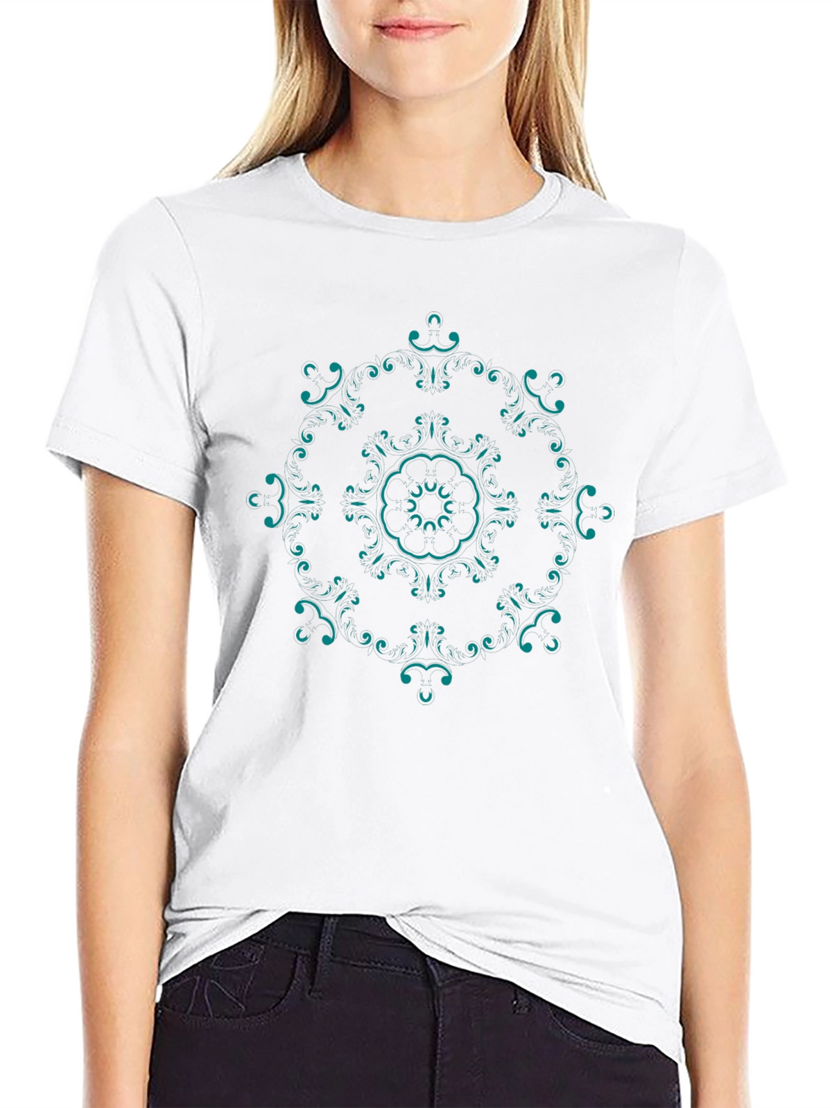 Stylish Mandala Graphic T-Shirt - Black