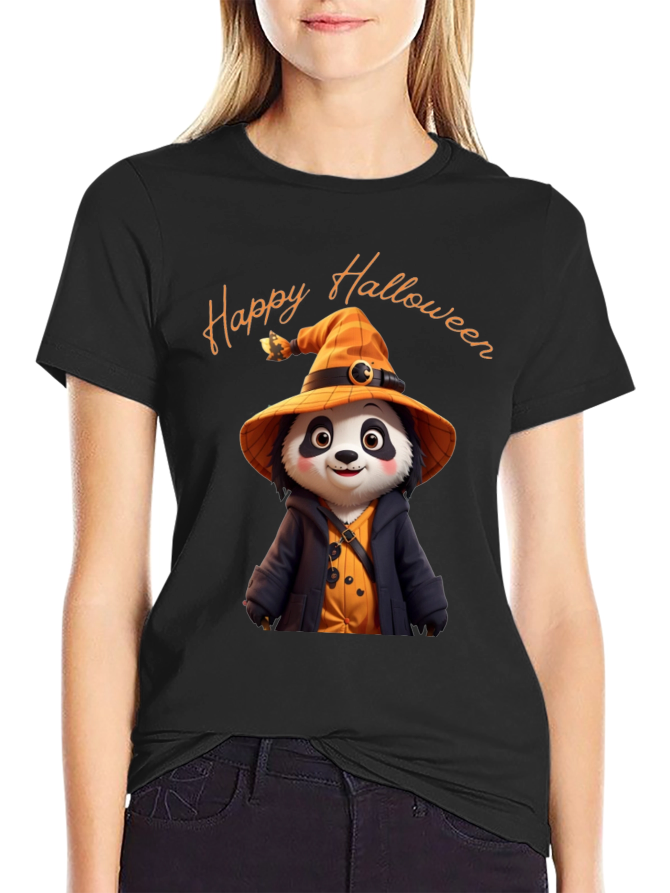 Happy Halloween Panda Witch T-Shirt