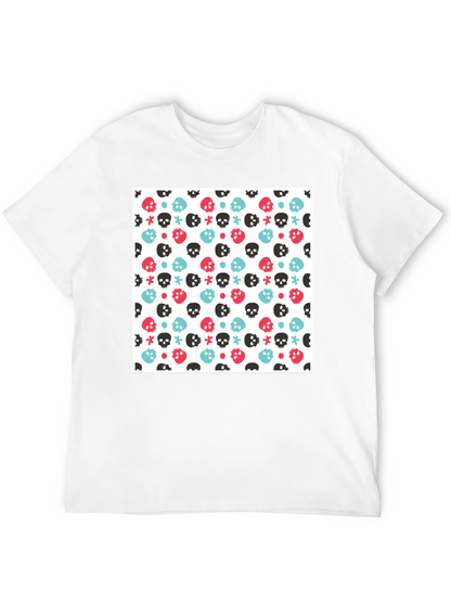 Skull Pattern Tee - Black Cotton Blend