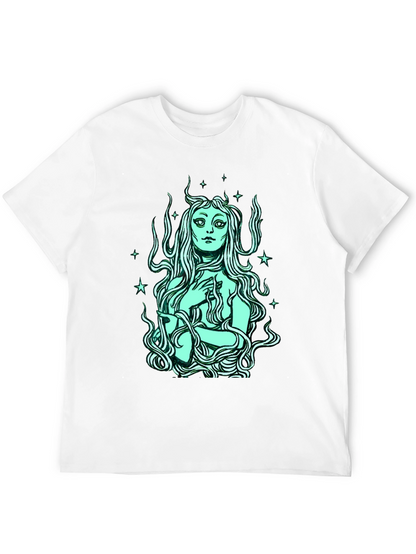 Mystic Mermaid Graphic Tee - Black Cotton Blend