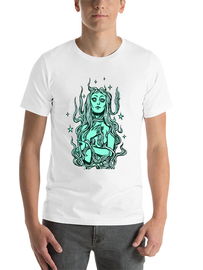 Mystic Mermaid Graphic Tee - Black Cotton Blend