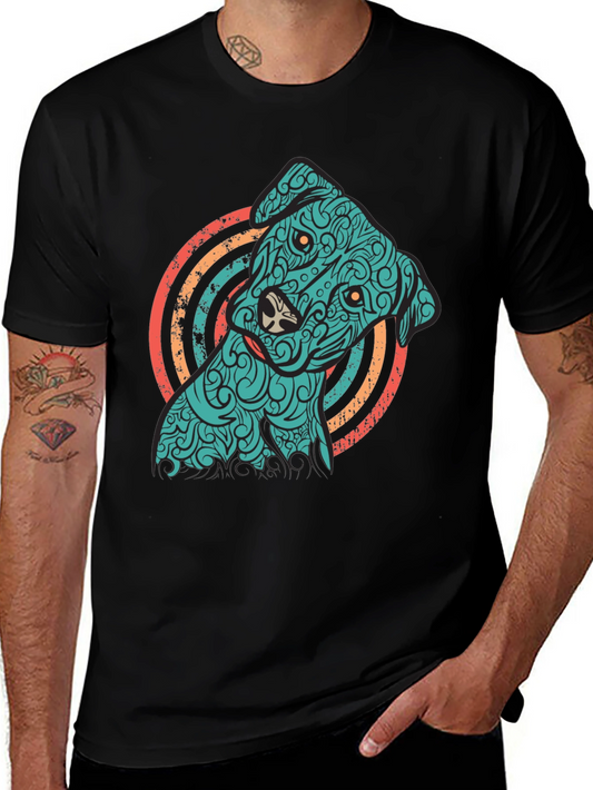 Dog Graphic Tee - Mens Short Sleeve Crew Neck Shirt