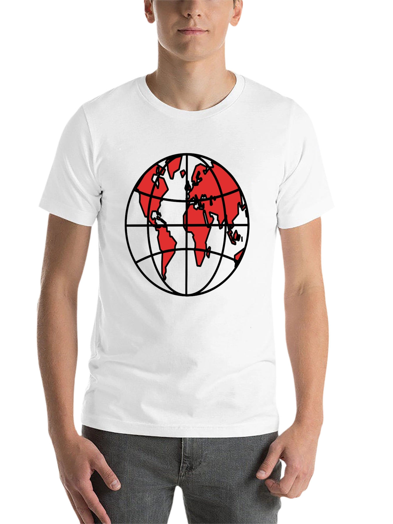 Red Globe Graphic Black T-Shirt