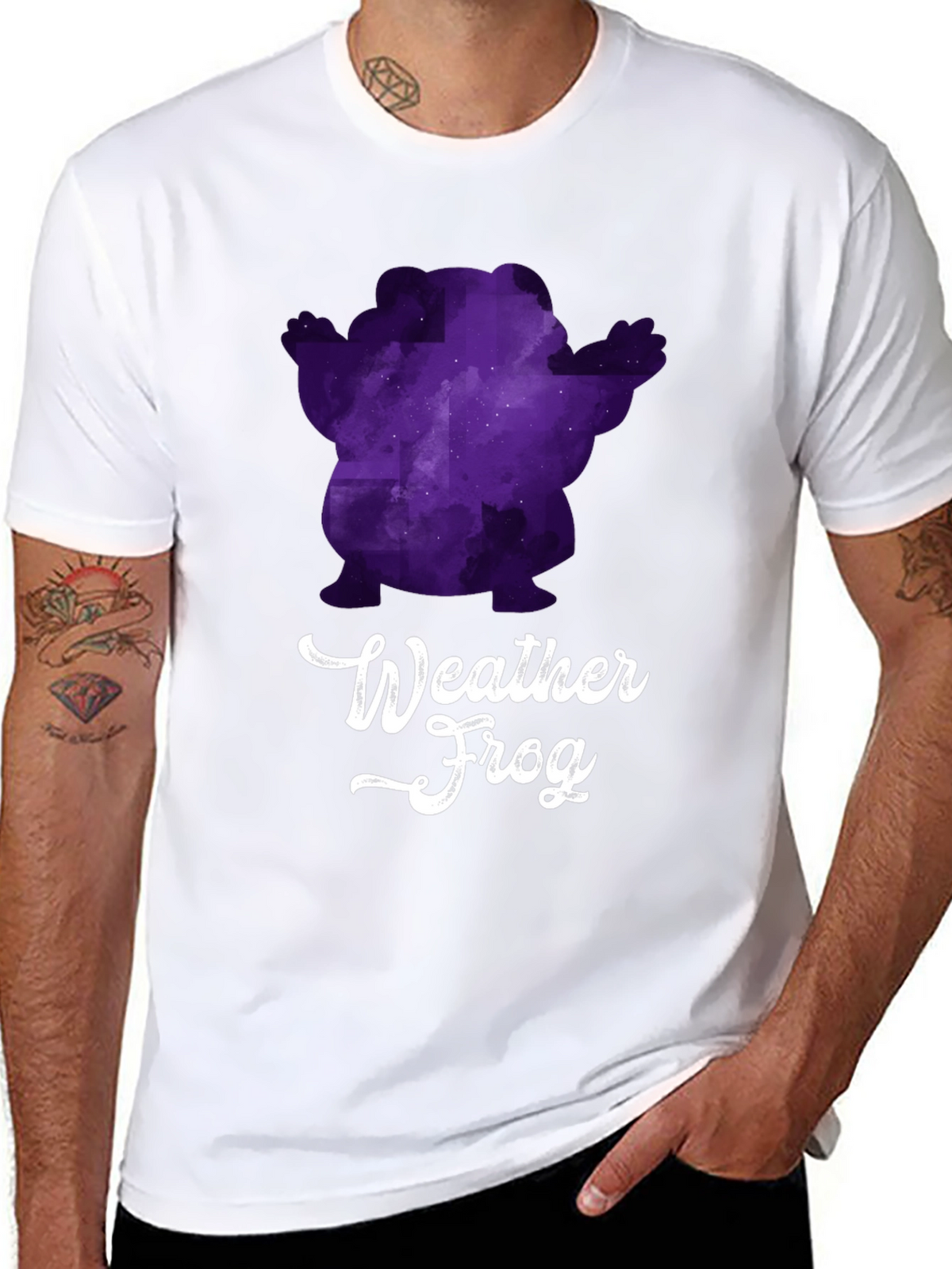 Weather Frog Graphic Tee - Black Cotton T-Shirt