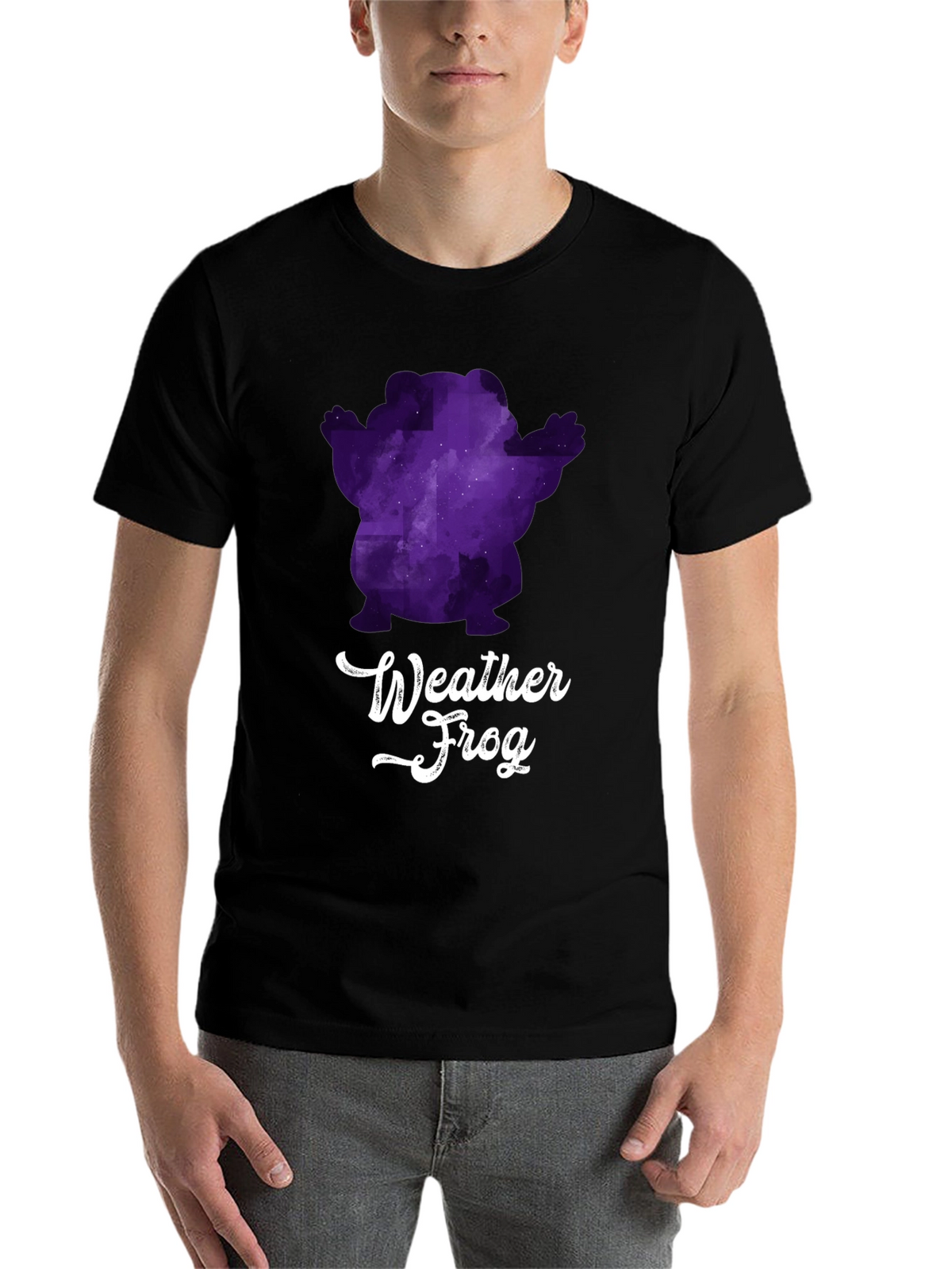 Weather Frog Graphic Tee - Black Cotton T-Shirt