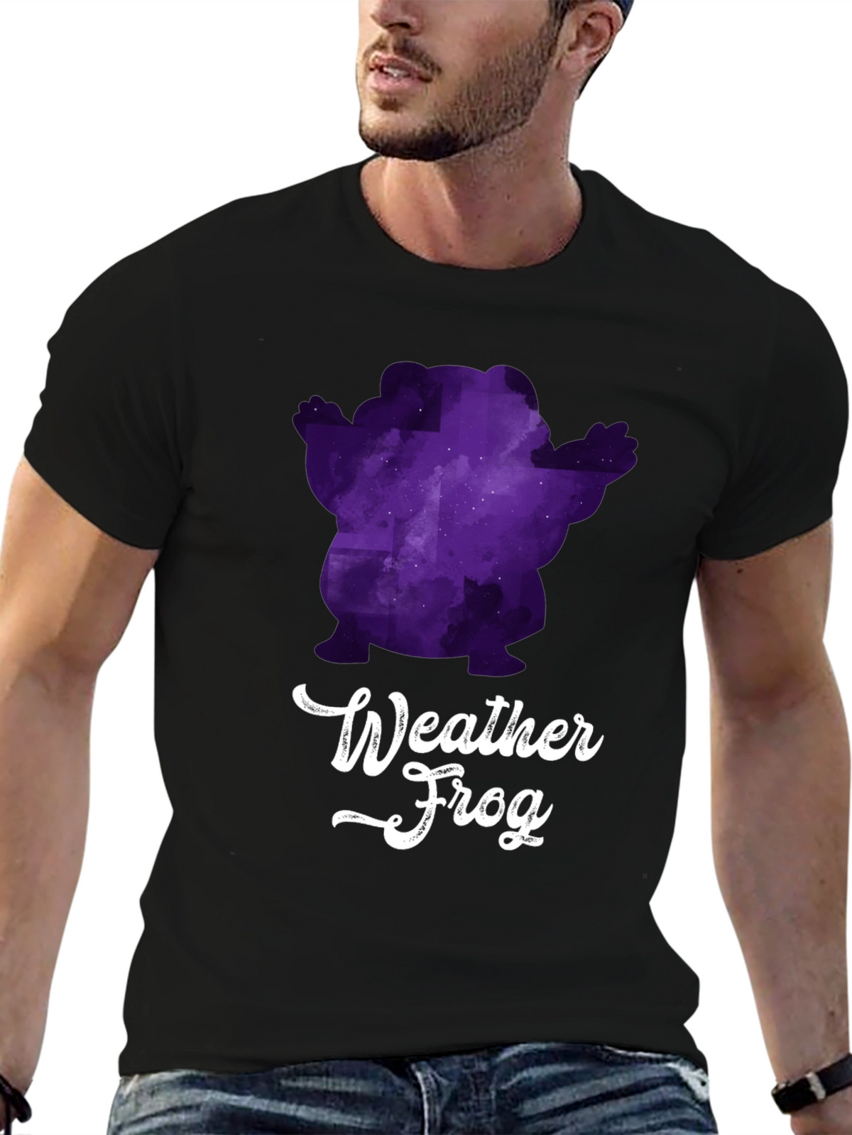 Weather Frog Graphic Tee - Black Cotton T-Shirt