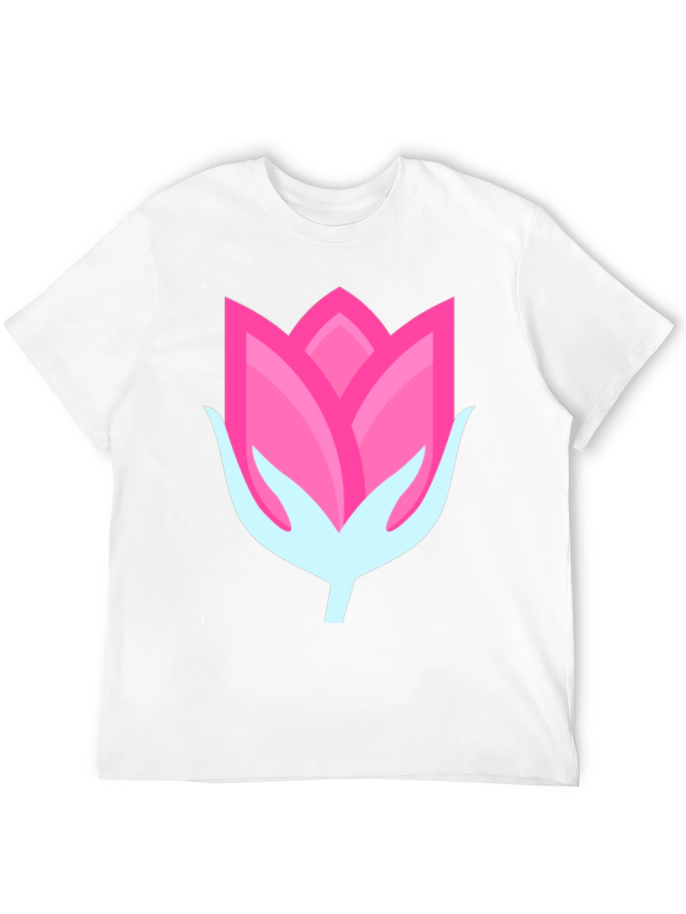 Pink Flower Graphic Black T-Shirt