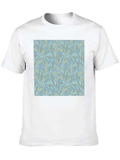 Stylish Leaves Pattern Graphic Tee - Casual Comfort