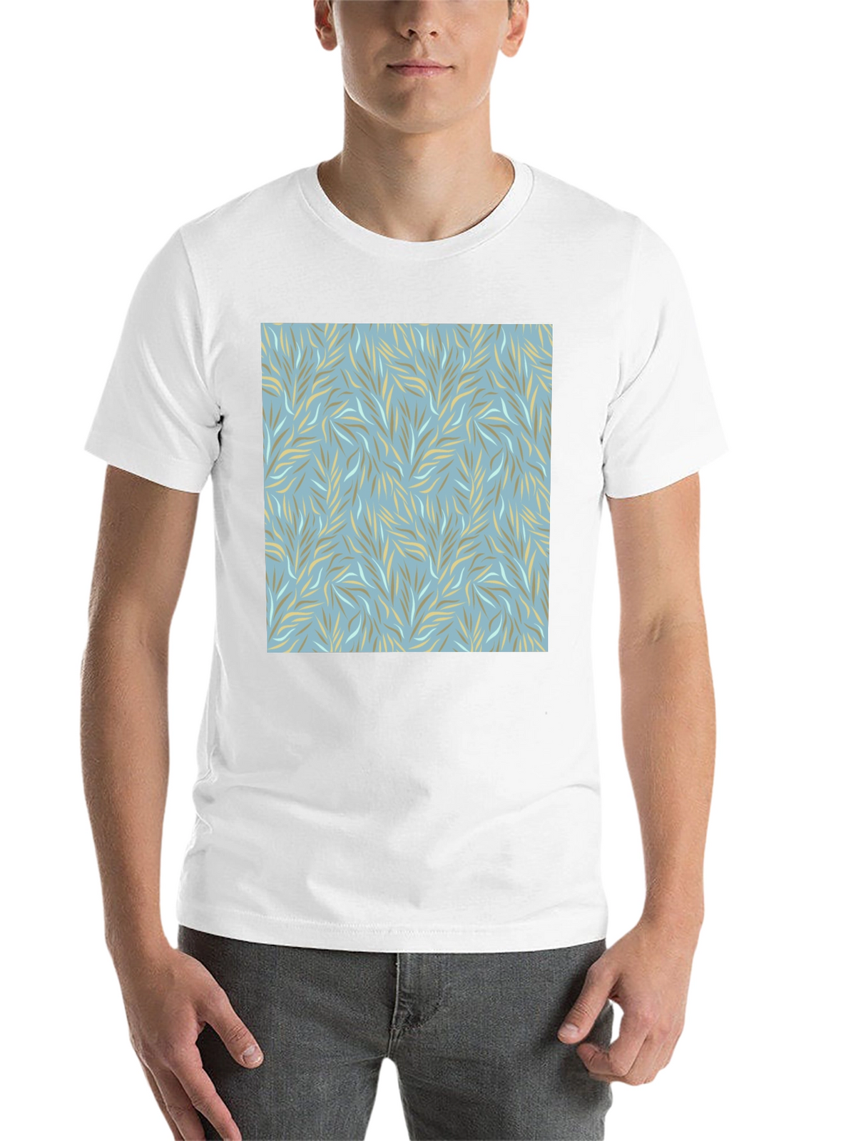 Stylish Leaves Pattern Graphic Tee - Casual Comfort