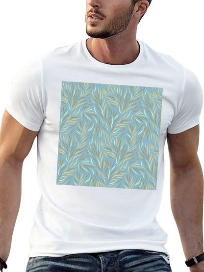 Stylish Leaves Pattern Graphic Tee - Casual Comfort