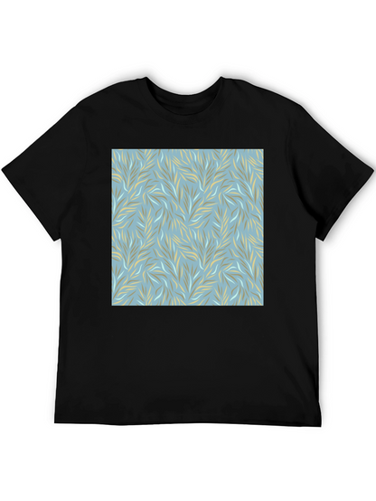 Stylish Leaves Pattern Graphic Tee - Casual Comfort