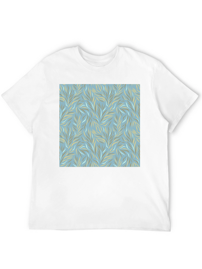 Stylish Leaves Pattern Graphic Tee - Casual Comfort