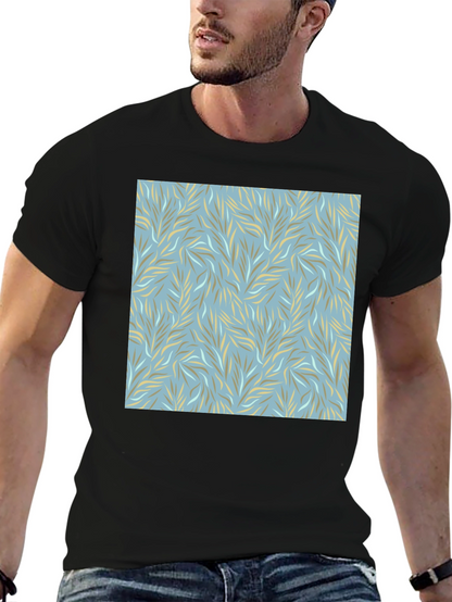 Stylish Leaves Pattern Graphic Tee - Casual Comfort