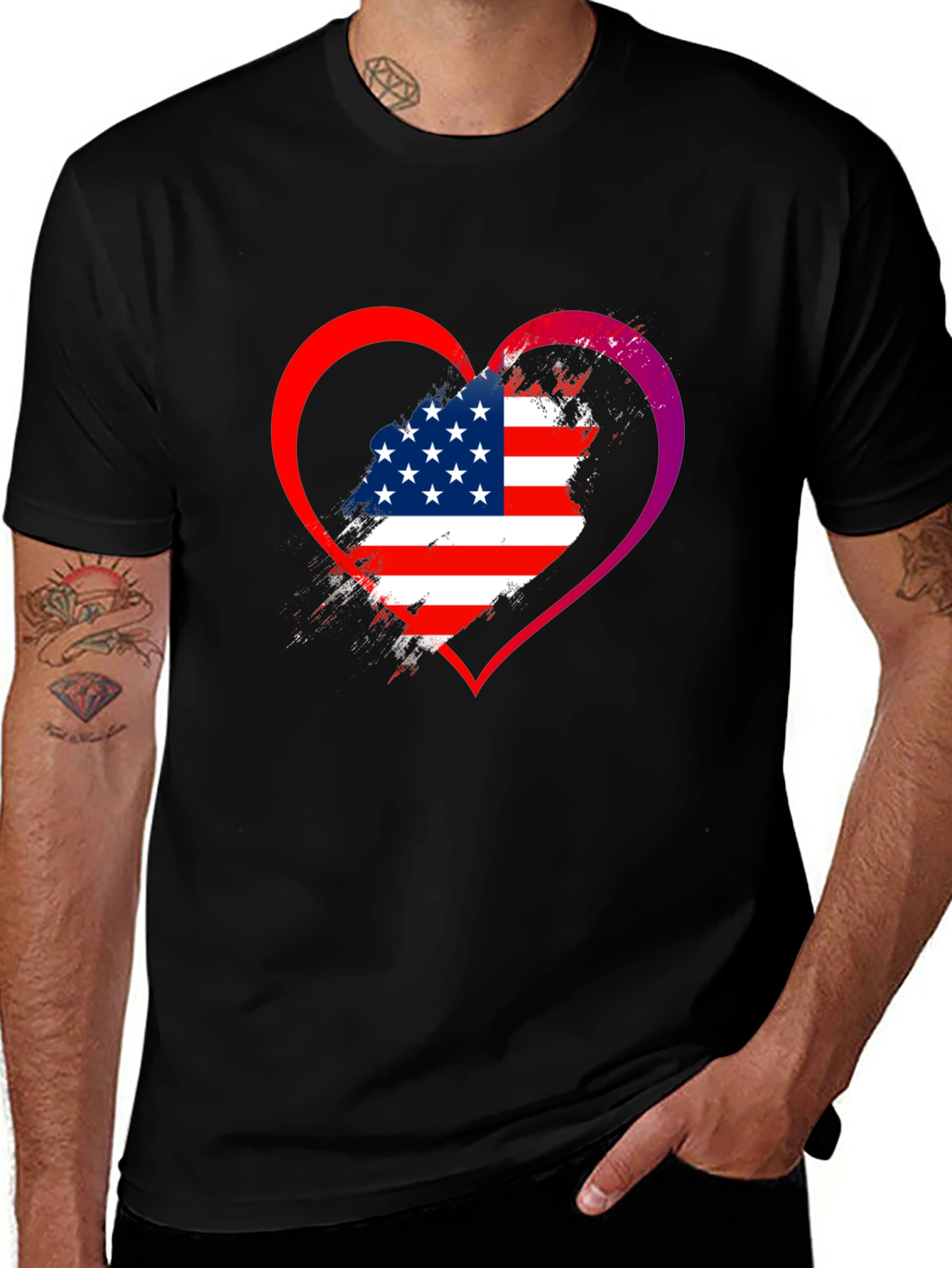 USA Flag Heart Graphic T-Shirt