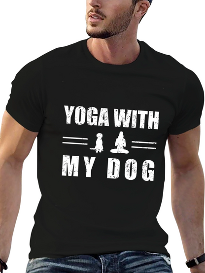 Yoga With My Dog Black T-Shirt