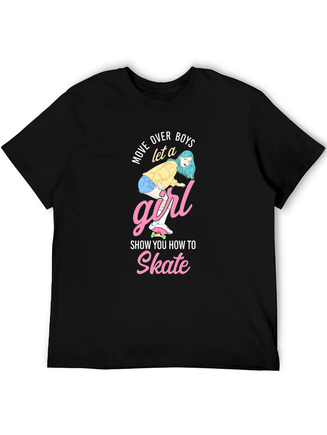 Skateboarding Girl Graphic Tee - Move Over Boys!
