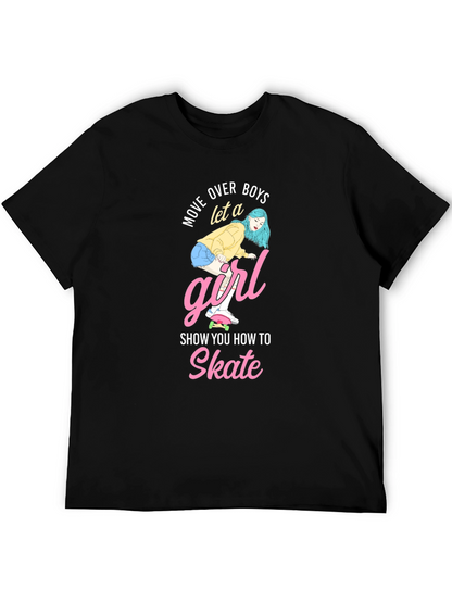 Skateboarding Girl Graphic Tee - Move Over Boys!