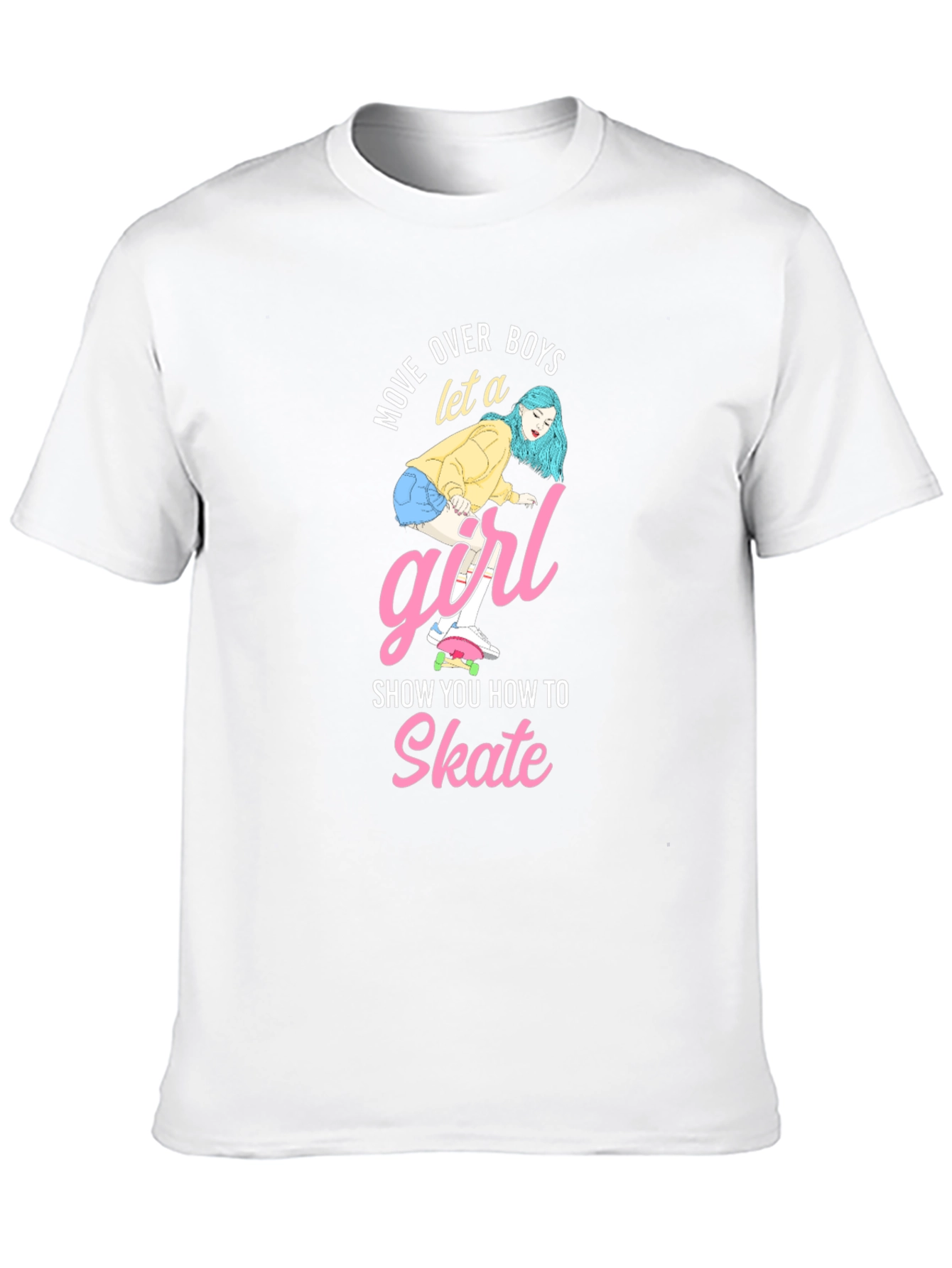 Skateboarding Girl Graphic Tee - Move Over Boys!