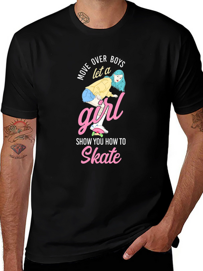 Skateboarding Girl Graphic Tee - Move Over Boys!