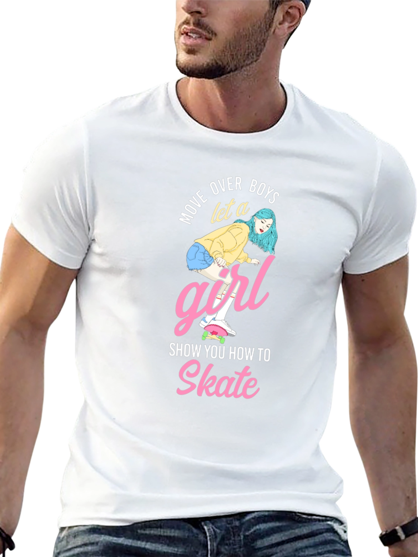 Skateboarding Girl Graphic Tee - Move Over Boys!