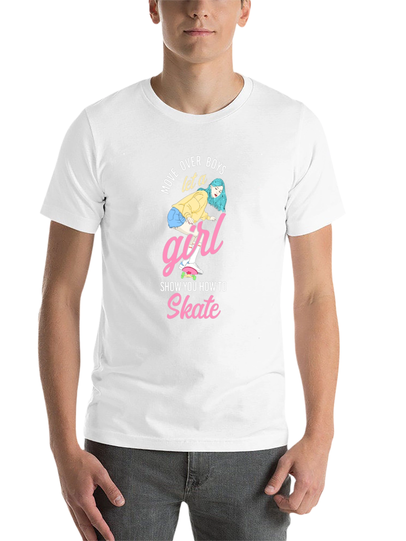 Skateboarding Girl Graphic Tee - Move Over Boys!