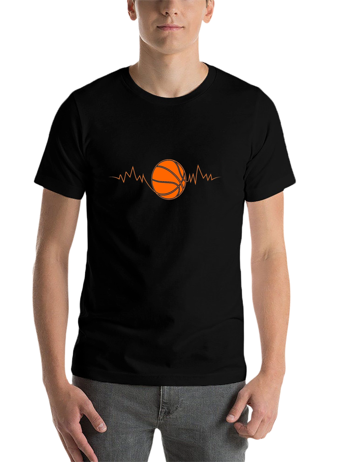 Basketball Heartbeat Black Graphic Tee