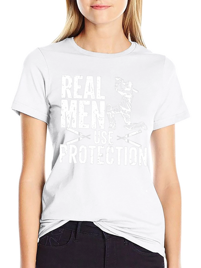 Real Men Use Protection Cricket Graphic T-Shirt