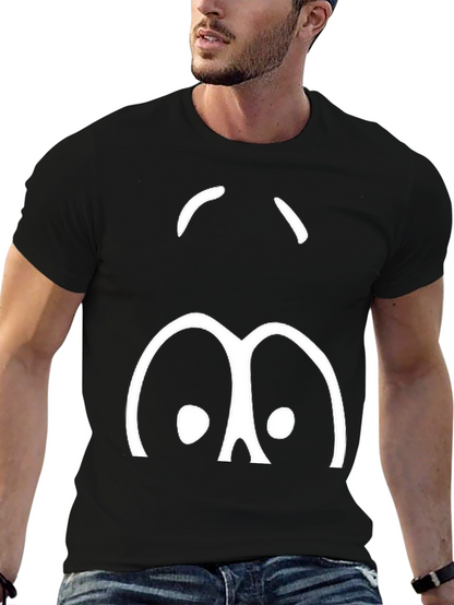 Funny Cartoon Face Black T-Shirt