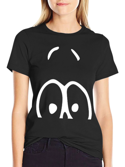 Funny Cartoon Face Black T-Shirt
