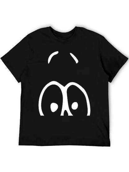 Funny Cartoon Face Black T-Shirt