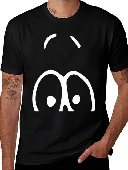 Funny Cartoon Face Black T-Shirt