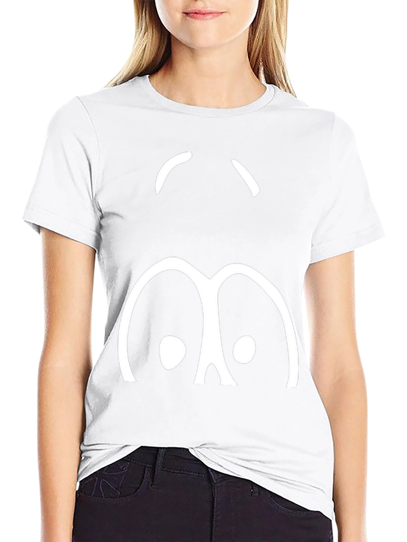 Funny Cartoon Face Black T-Shirt