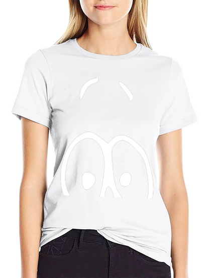 Funny Cartoon Face Black T-Shirt
