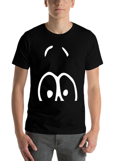 Funny Cartoon Face Black T-Shirt
