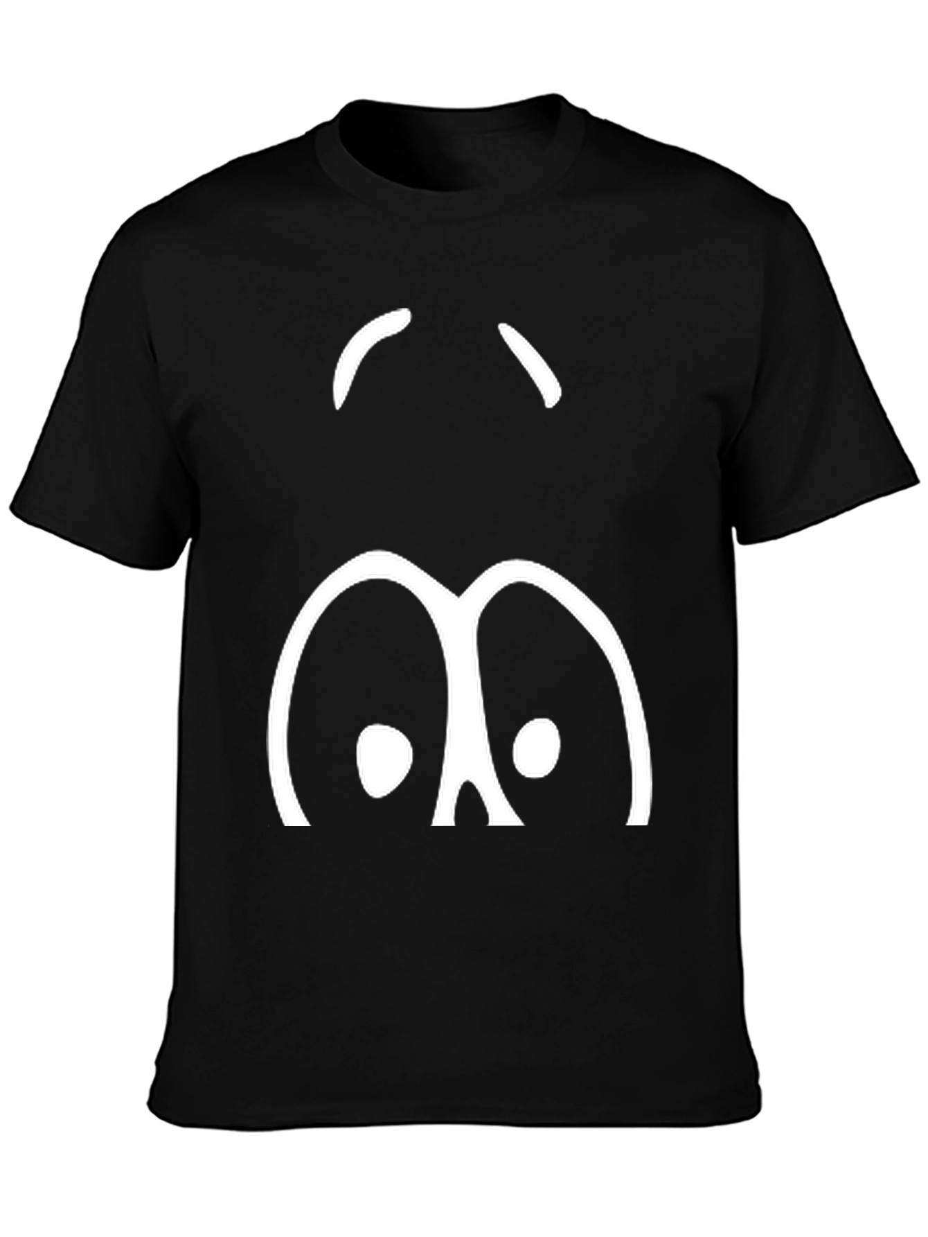 Funny Cartoon Face Black T-Shirt
