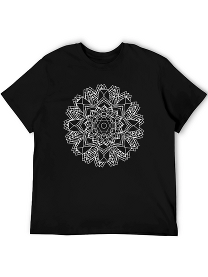 Geometric Mandala Graphic Black T-Shirt