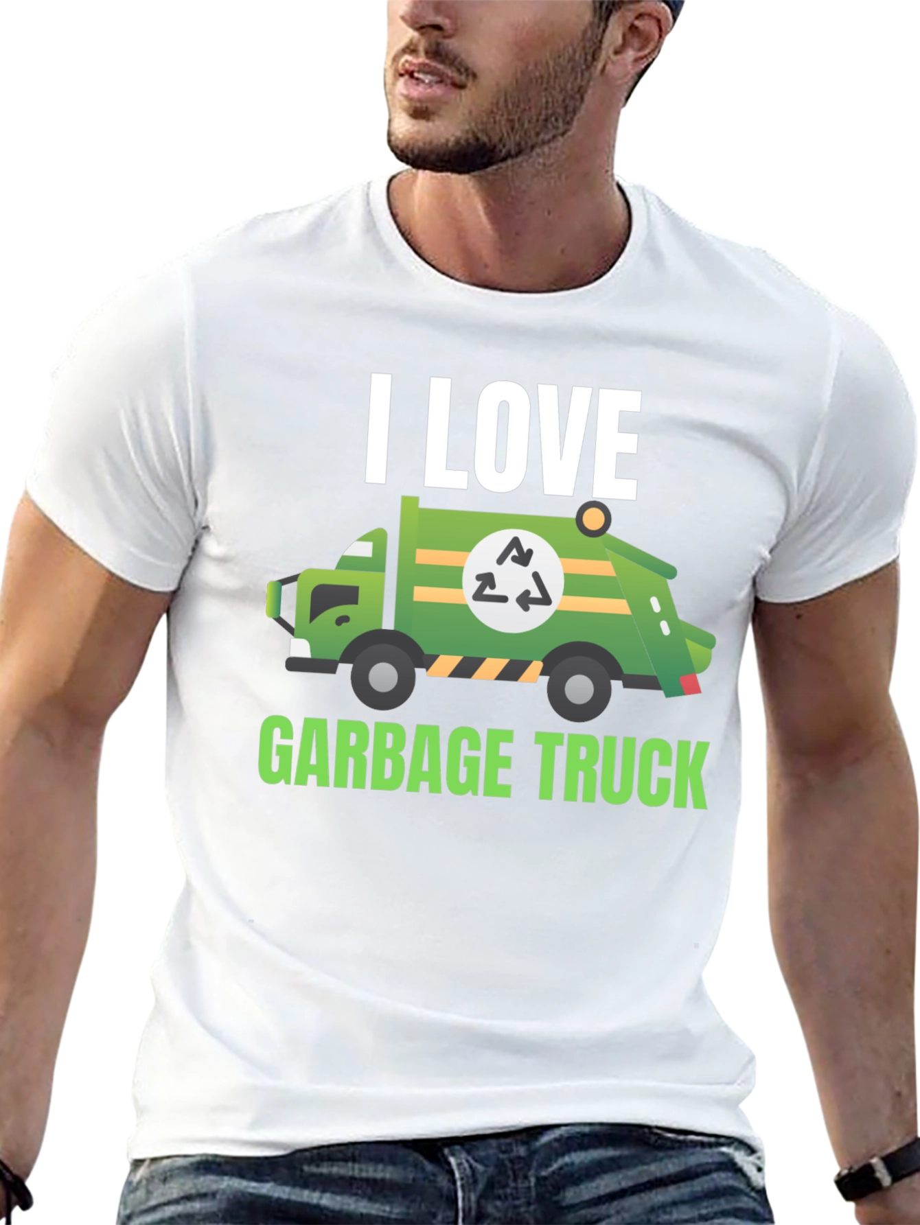 I Love Garbage Truck T-Shirt - Black Cotton Tee