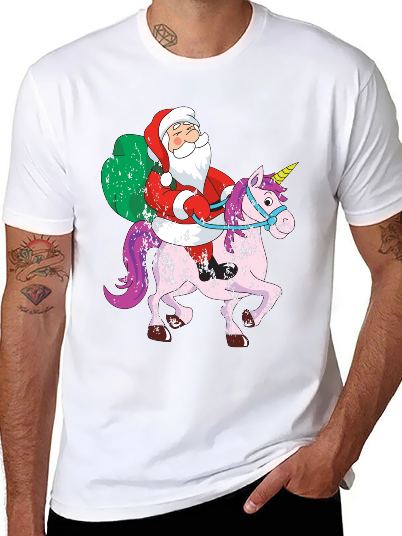 Santa Riding Unicorn T-Shirt